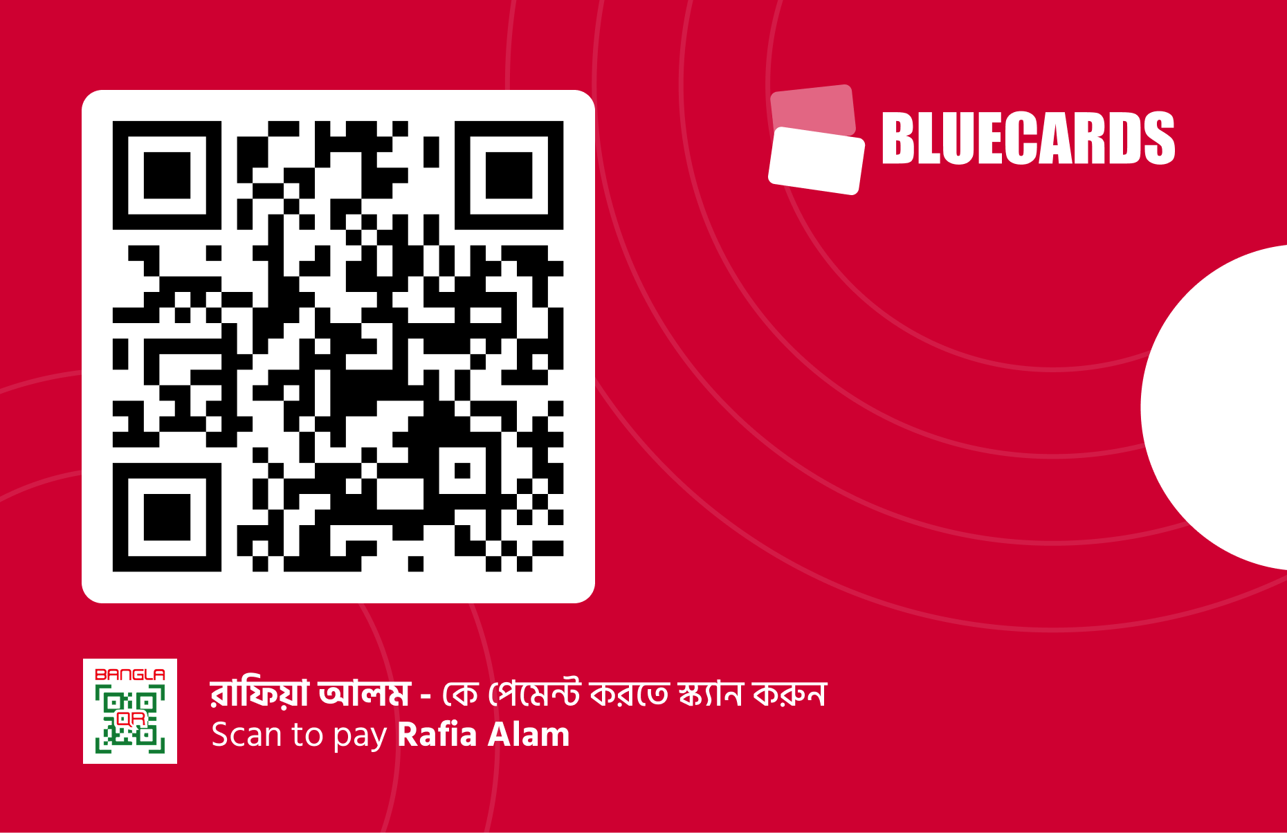 BlueCards payable QR cover